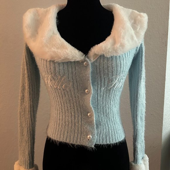 Hello Kitty Faux Fur Cardigan Sweater Forever 21 (SOLD) - Picture 1 of 4